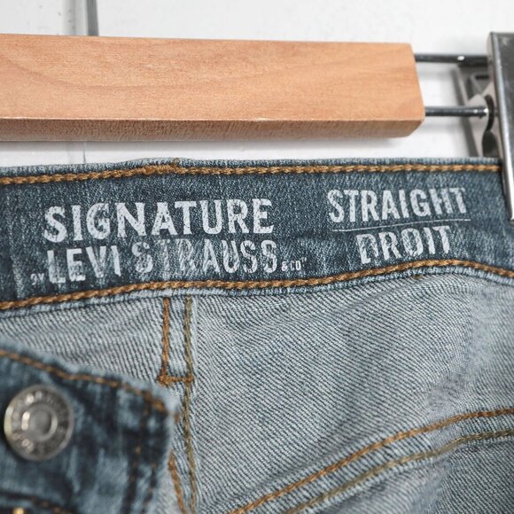 Levi's Signature Straight Fit Mens Jeans Blue Whiskered Denim Zipper Fly 32x32 - Picture 9 of 12
